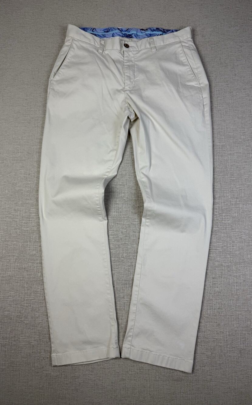 Tommy Bahama Chino Pants Men’s 34x32 Ivory Cotton Tencel Stretch Flat Front